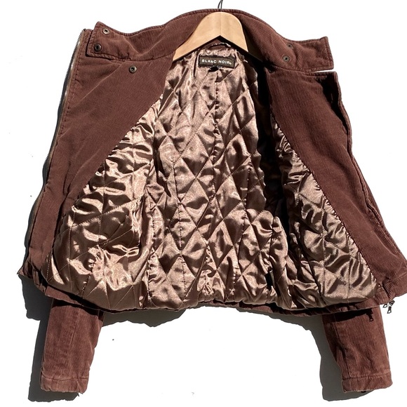 Blanc Noir Brown Corduroy Bomber Jacket - Picture 5 of 6